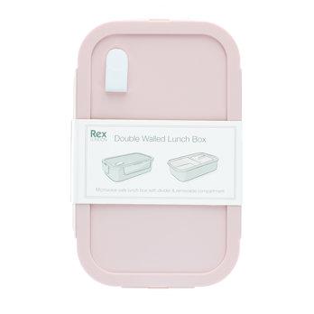 double wall lunch box with divider - pink