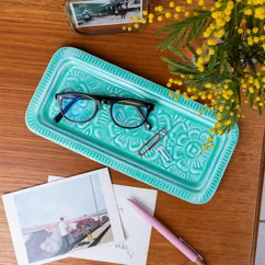 enamel trinket tray - aqua enamel trinket tray - aqua