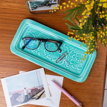 enamel trinket tray - aqua enamel trinket tray - aqua