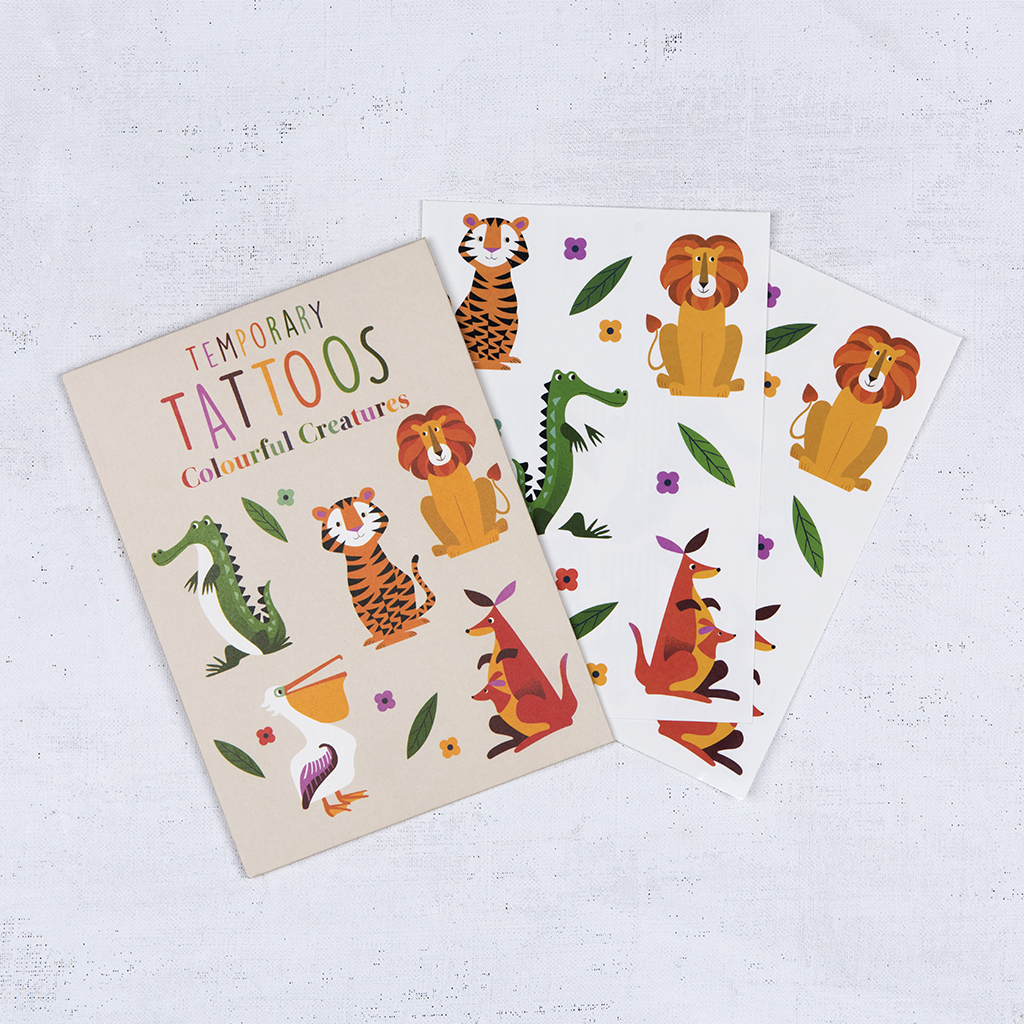 abwaschbare tattoos colourful creatures