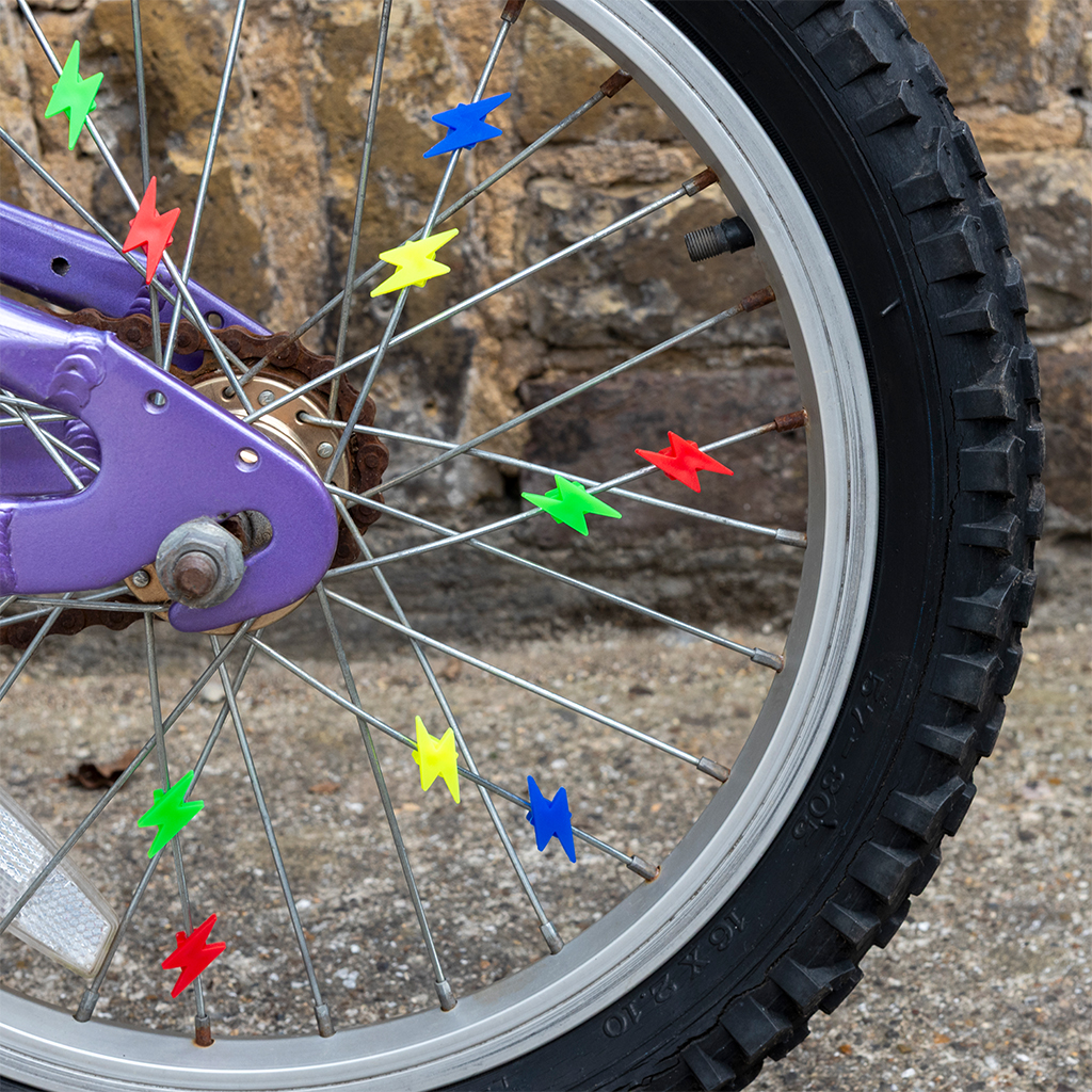 bicycle spoke decorations - lightning bolts