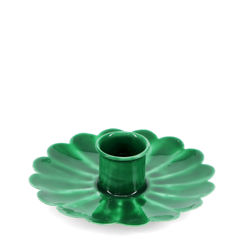 bougeoir fleur plat en émail - vert foncé