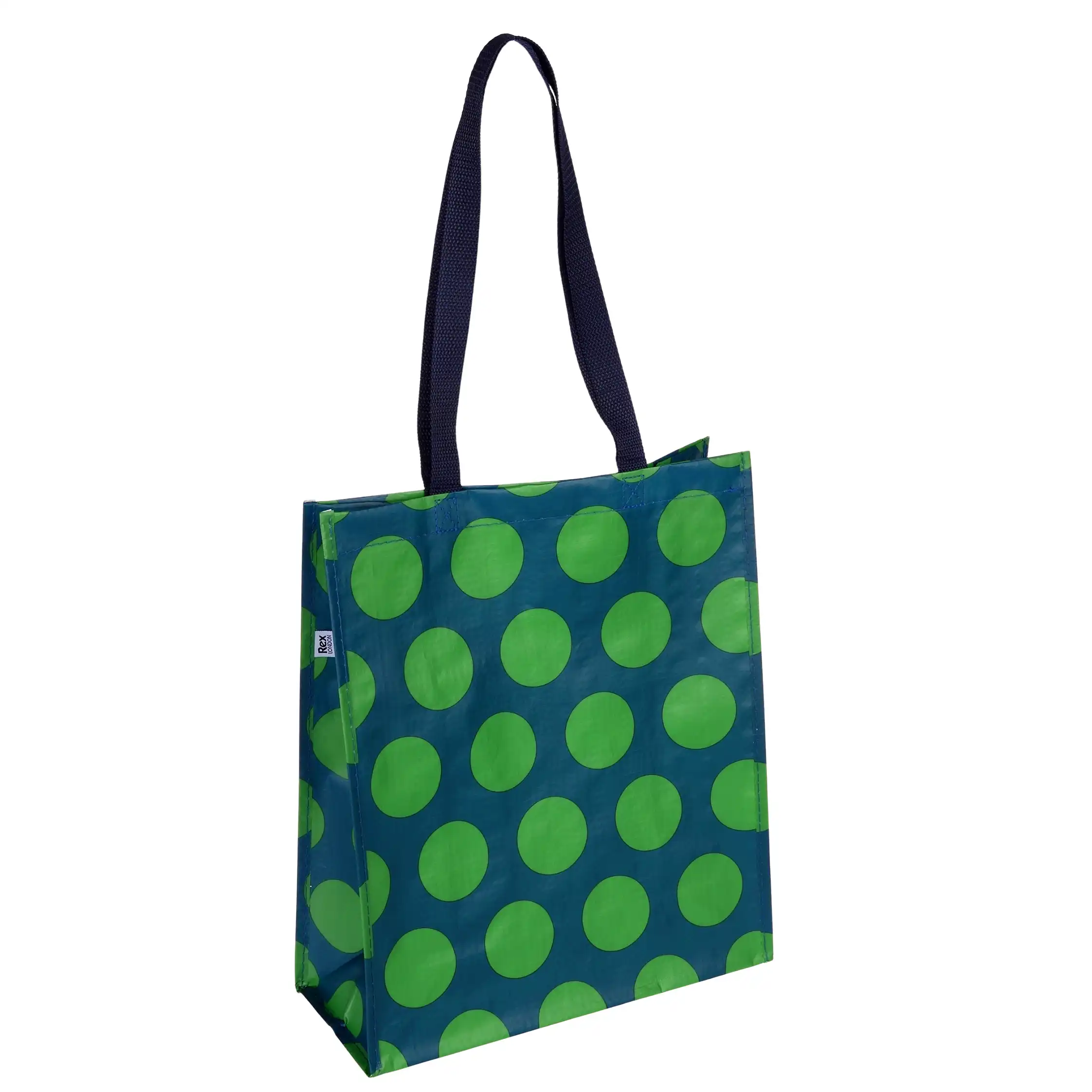 shopping bag - green on blue spotlight