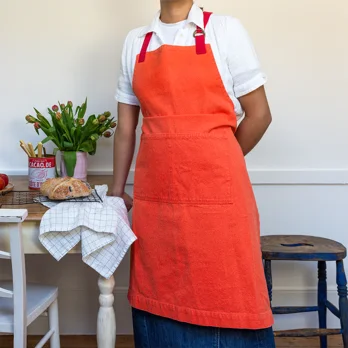 two-tone utility apron - coral two-tone utility apron - coral