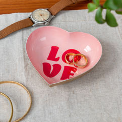 heart-shaped enamel trinket dish - love