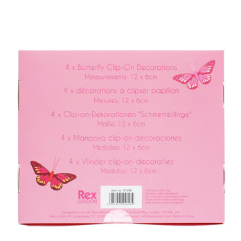 feather butterfly clip-on decorations (set of 4) - 12cm x 6cm