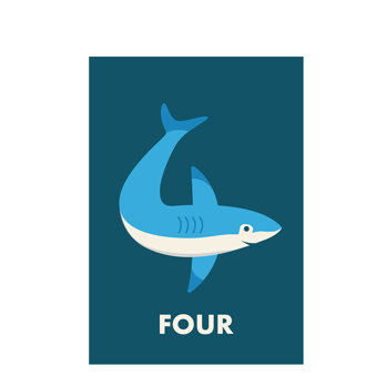 birthday card - shark 'four'