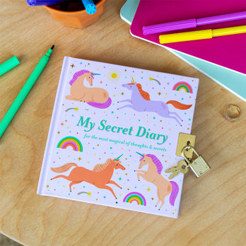 secret diary with padlock - unicorn