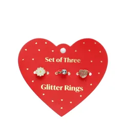 glitter rings (set of 3) - heart & flower glitter rings (set of 3) - heart & flower