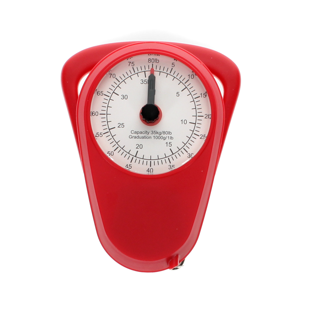 travel scales with tape measure - red