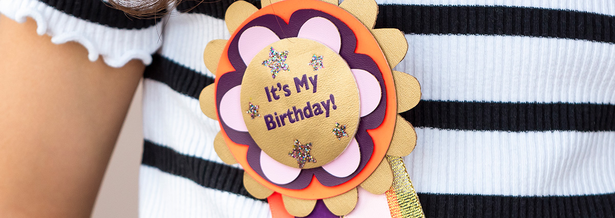 Birthday badge and celebration accessories
