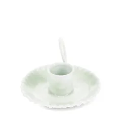 enamel chamberstick candle holder - light grey enamel chamberstick candle holder - light grey