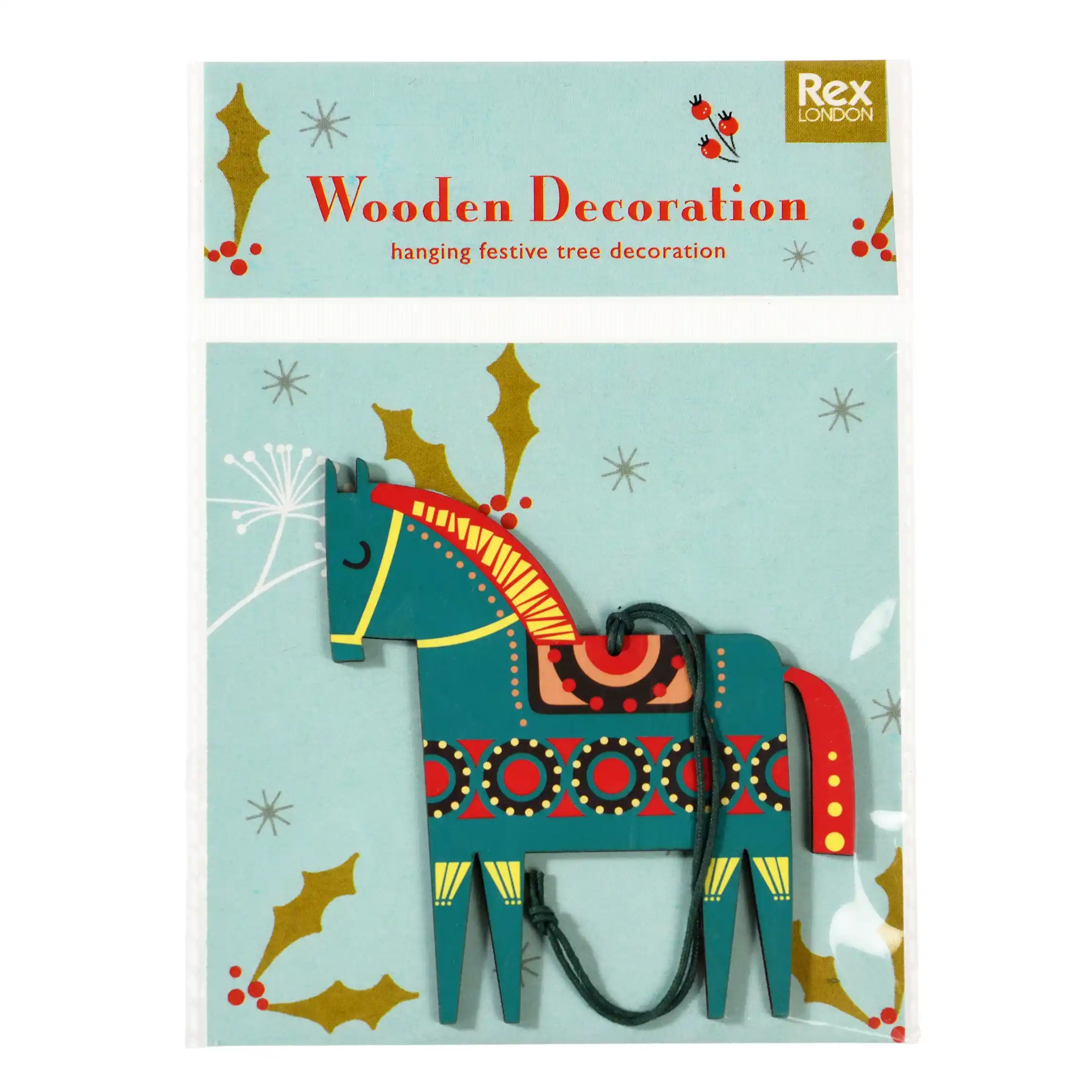 decoración navideña caballo madera en verde