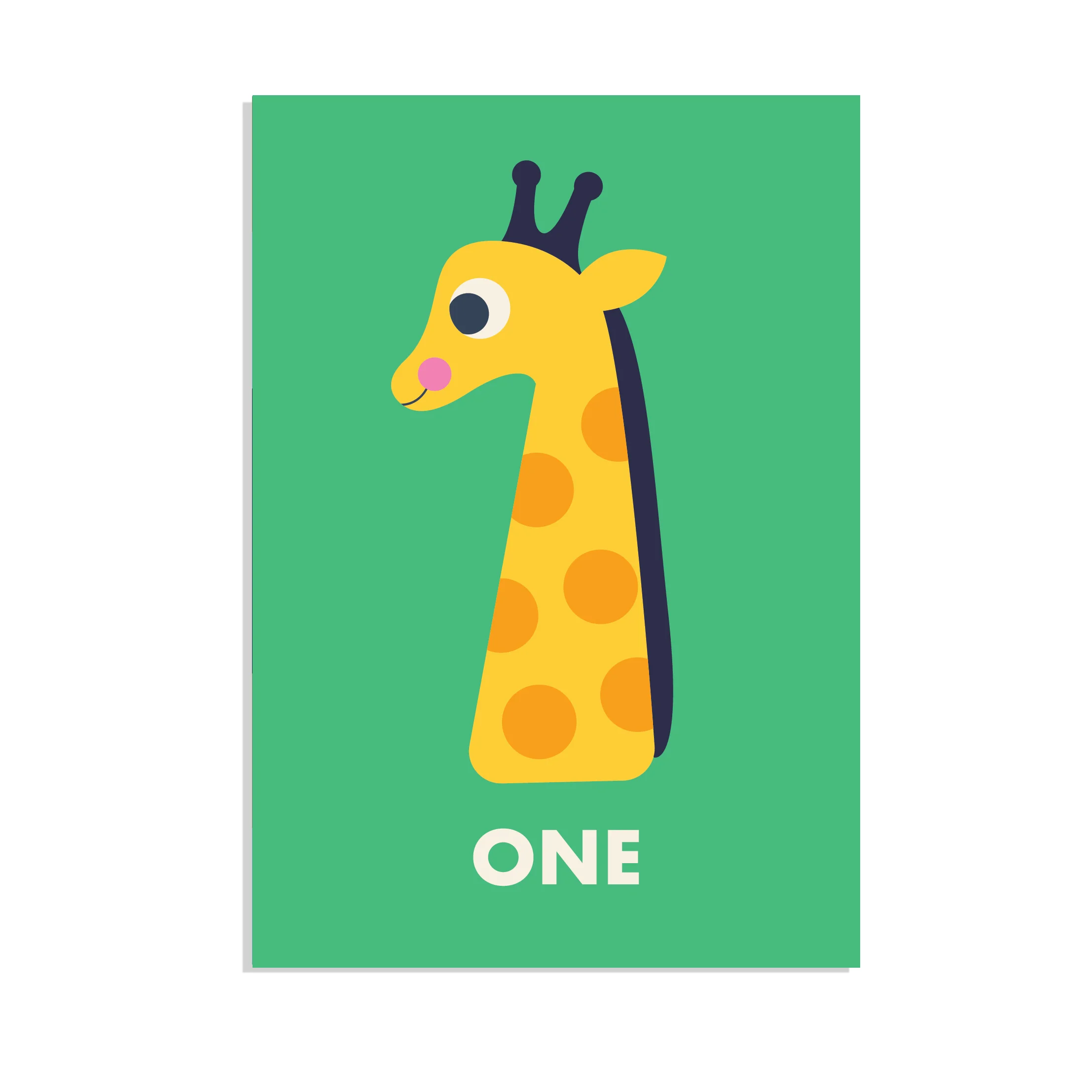 birthday card - giraffe 'one'