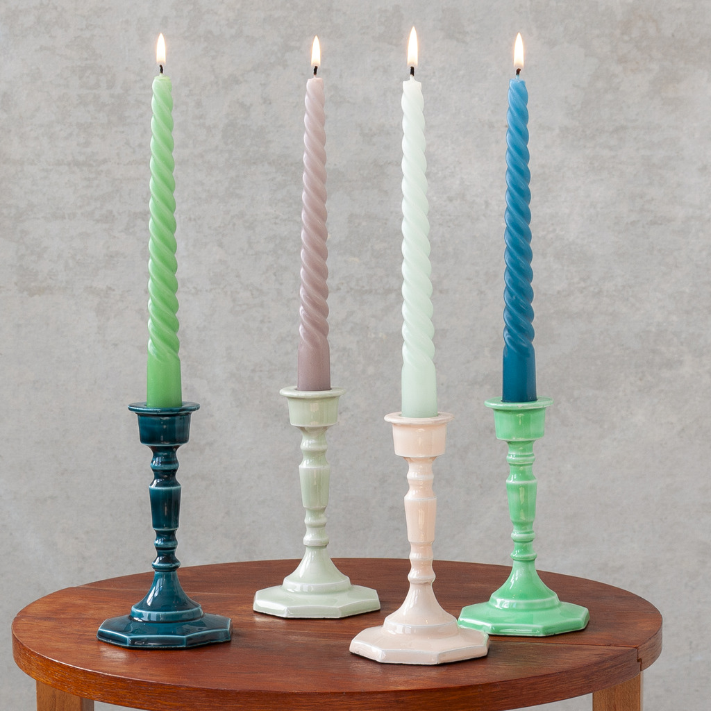 enamel candlestick (13cm) - green