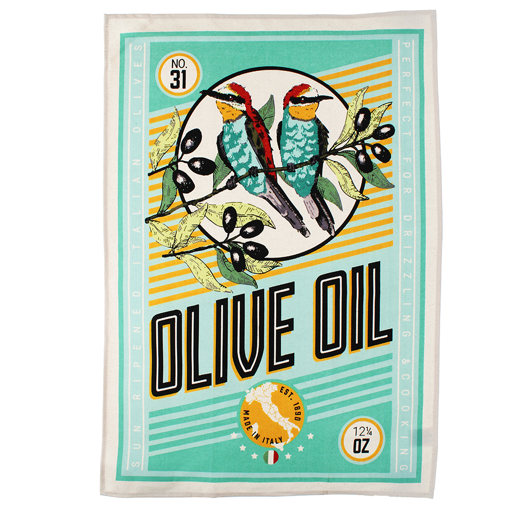 cotton tea towel - olive oil
