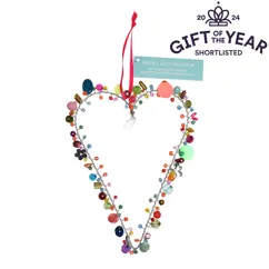 handmade beaded heart decoration (11x16cm) - multi-coloured handmade beaded heart decoration (11x16cm) - multi-coloured