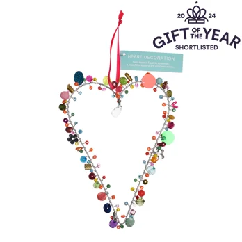 handmade beaded heart decoration (11x16cm) - multi-coloured handmade beaded heart decoration (11x16cm) - multi-coloured