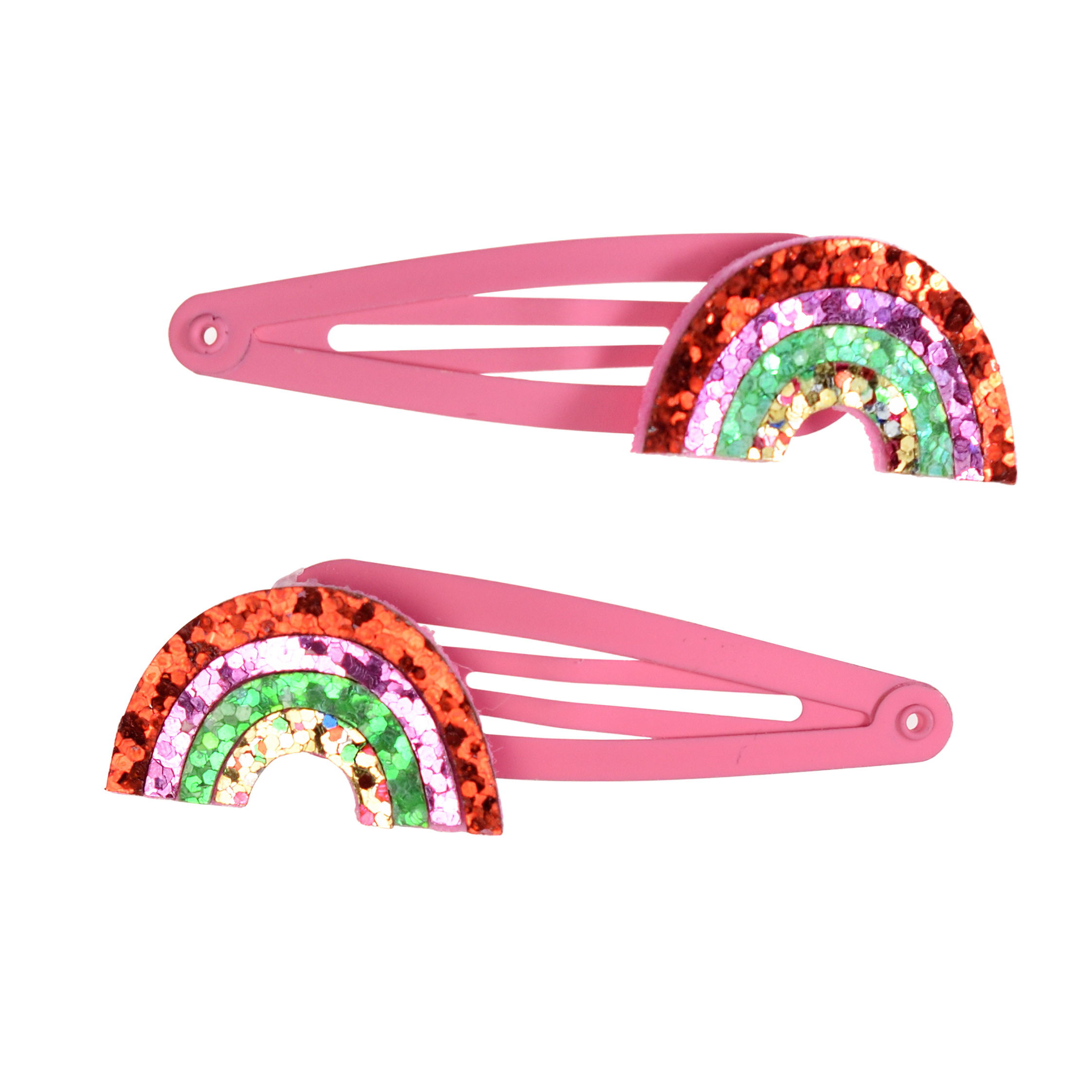 glitter hair clips (set of 2) - rainbow