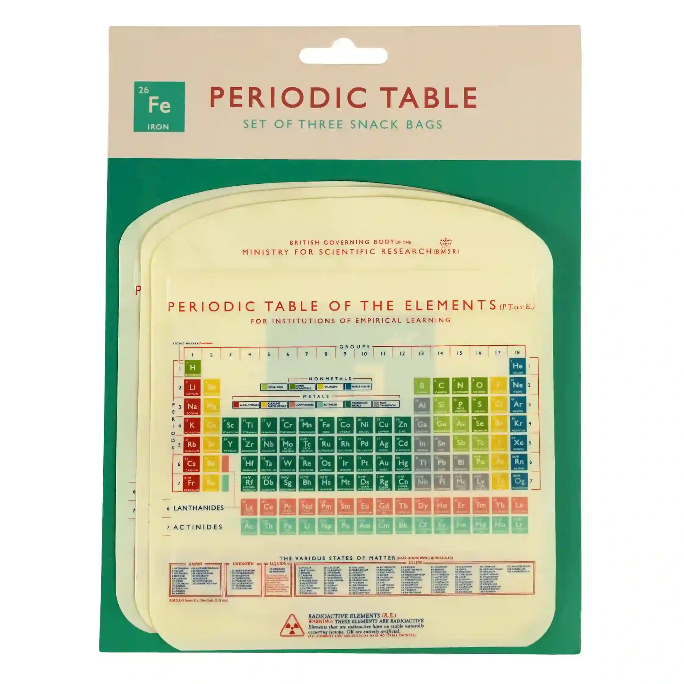 bolsas merienda periodic table (juego de 3)
