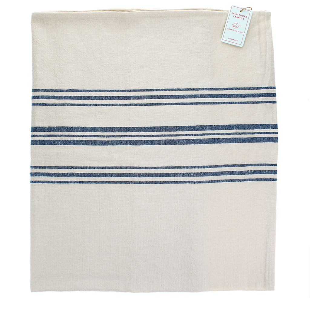 pure belgian linen tablecloth (120 x 180cm) - blue stripe