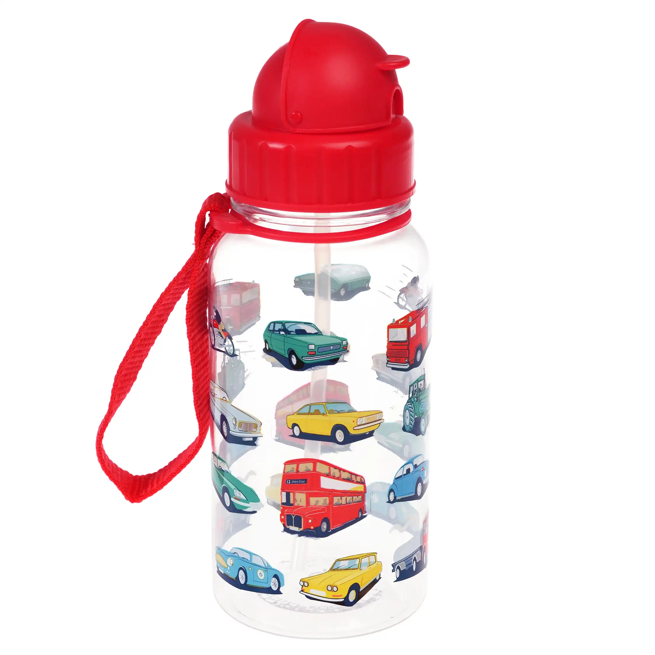 children's water bottle with straw 500ml - road trip