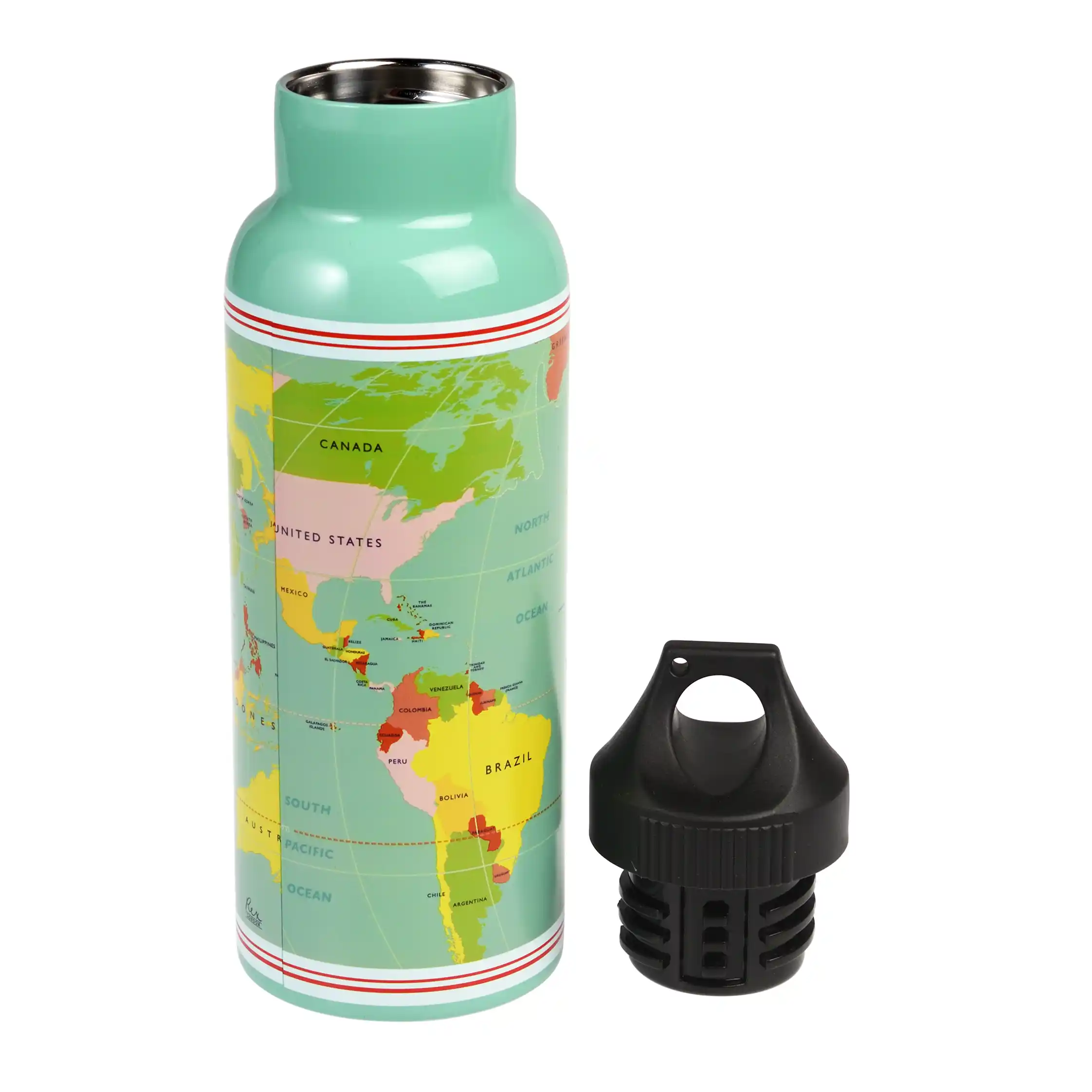 wasserflasche aus edelstahl 500ml world map