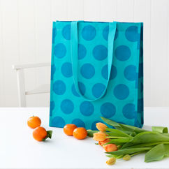 shopping bag - blue on turquoise spotlight