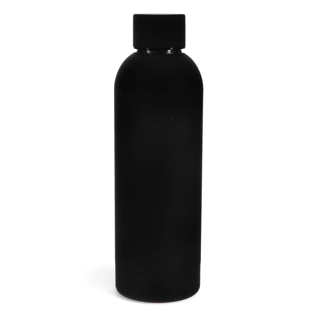 botella de acero revestida de goma 500 ml - negra
