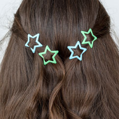 haarspangen „sterne“ (4-er set) - blau und grün