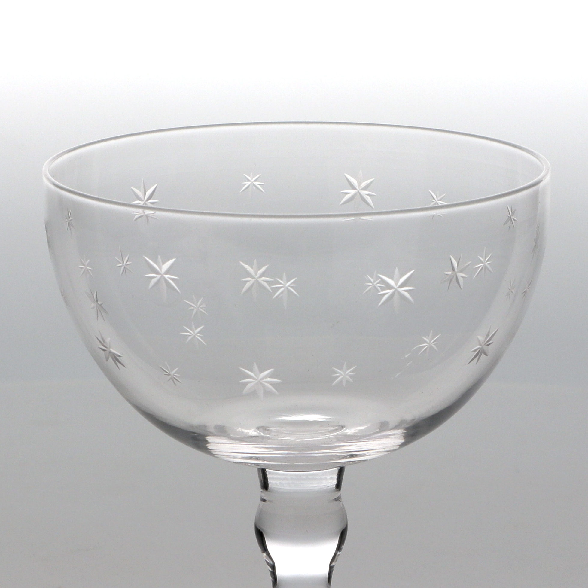 etched star coupe cocktail glasses 200ml (set of 2) - clear