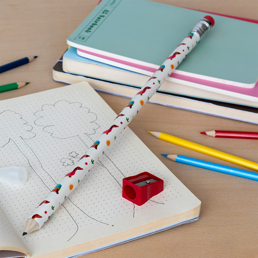 riesen-bleistift mit anspitzer - sunny sausage dog