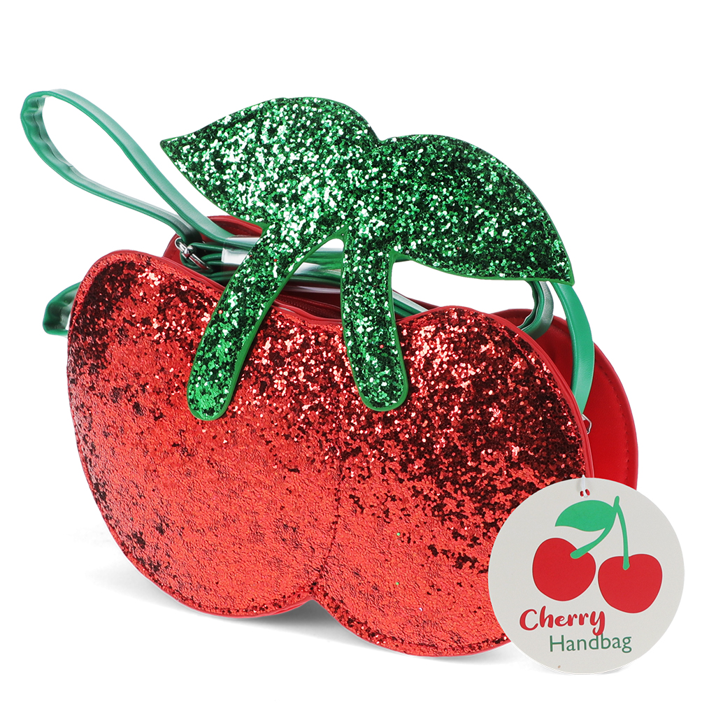 glitter handbag - cherry
