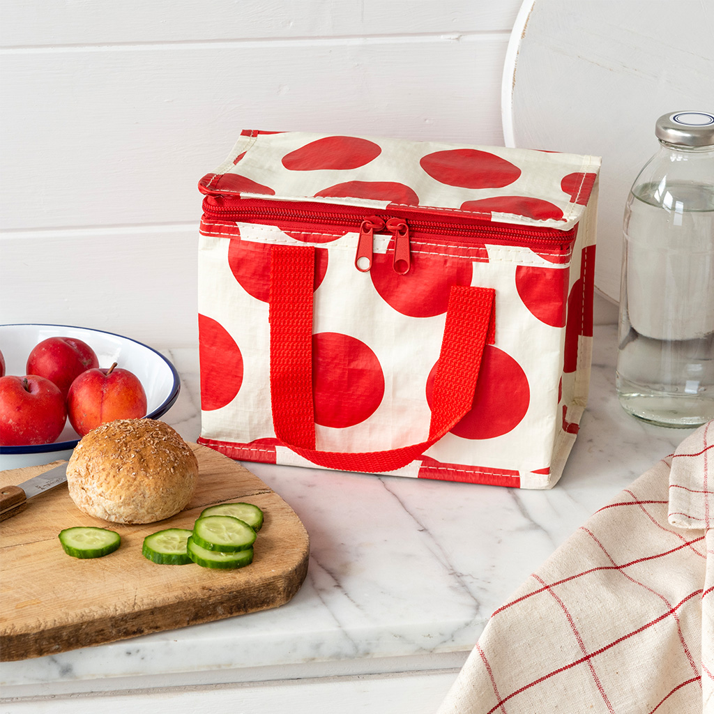 insulated lunch bag - red on white spotlight