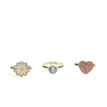 glitter rings (set of 3) - heart & flower glitter rings (set of 3) - heart & flower