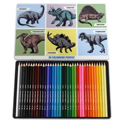 36 colouring pencils in a tin - prehistoric land