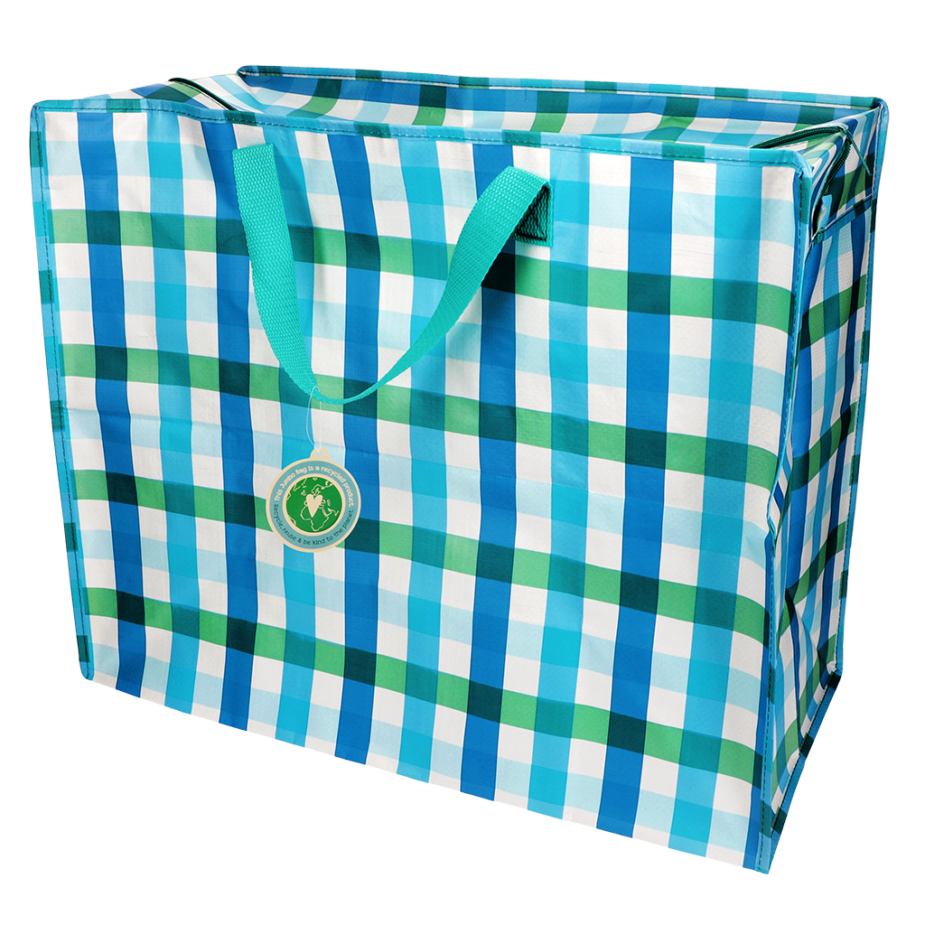jumbo storage bag - blue gingham
