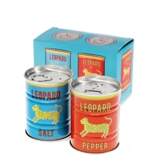 tin salt and pepper shakers - leopard tin salt and pepper shakers - leopard