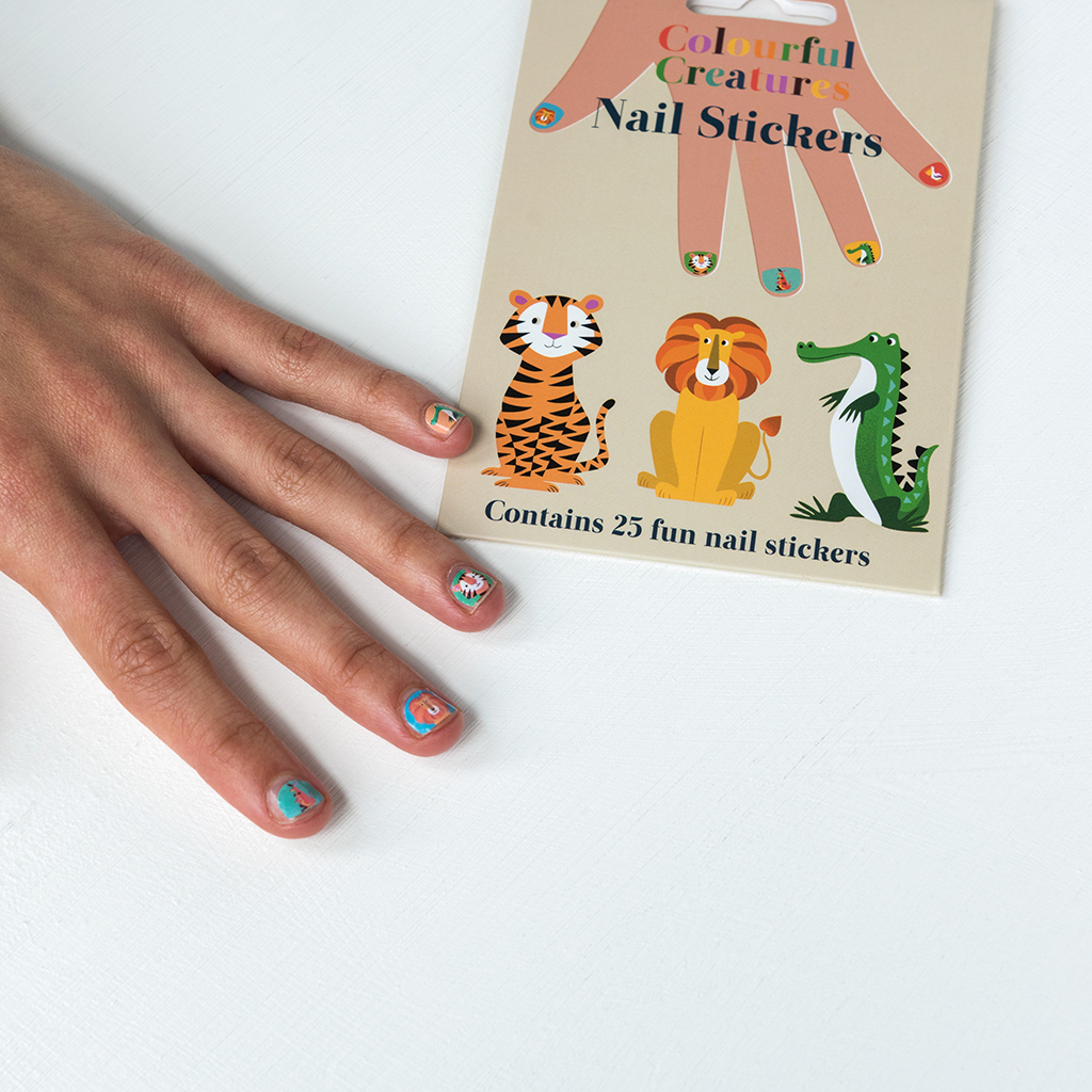 autocollants pour ongles "colourful creatures" (paquet de 25)