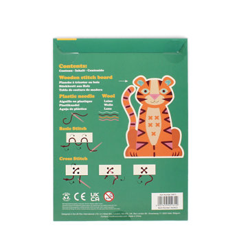 kit d'apprentissage de la couture au point main en bois - tigre