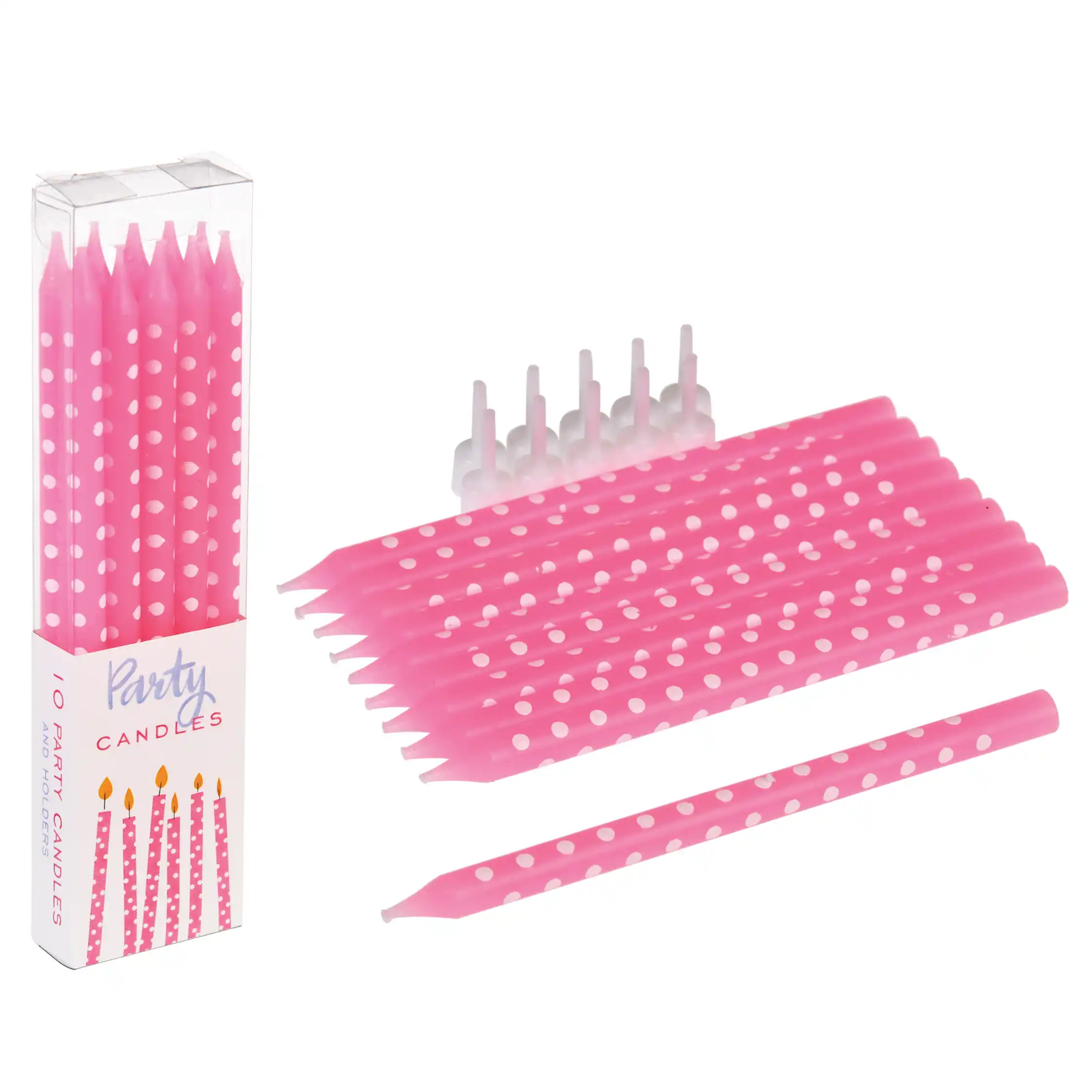 spotty cake candles (pack of 10) - pink