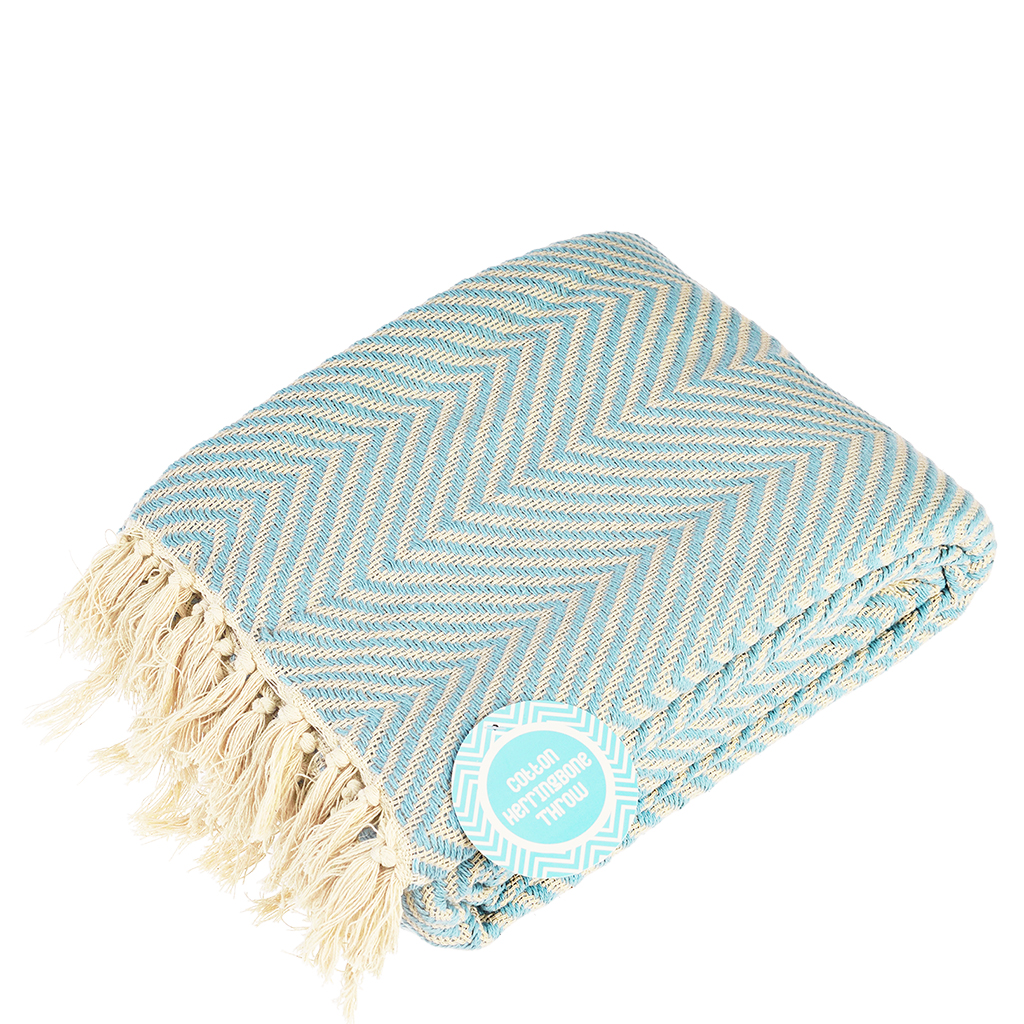 large herringbone throw (225 x 150 cm) - pale blue