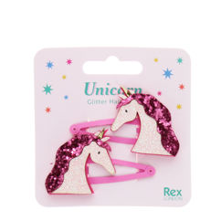 glitter hair clips - unicorn