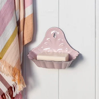 wall-mounted enamel soap dish - pink wall-mounted enamel soap dish - pink