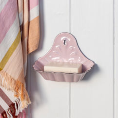 wall-mounted enamel soap dish - pink