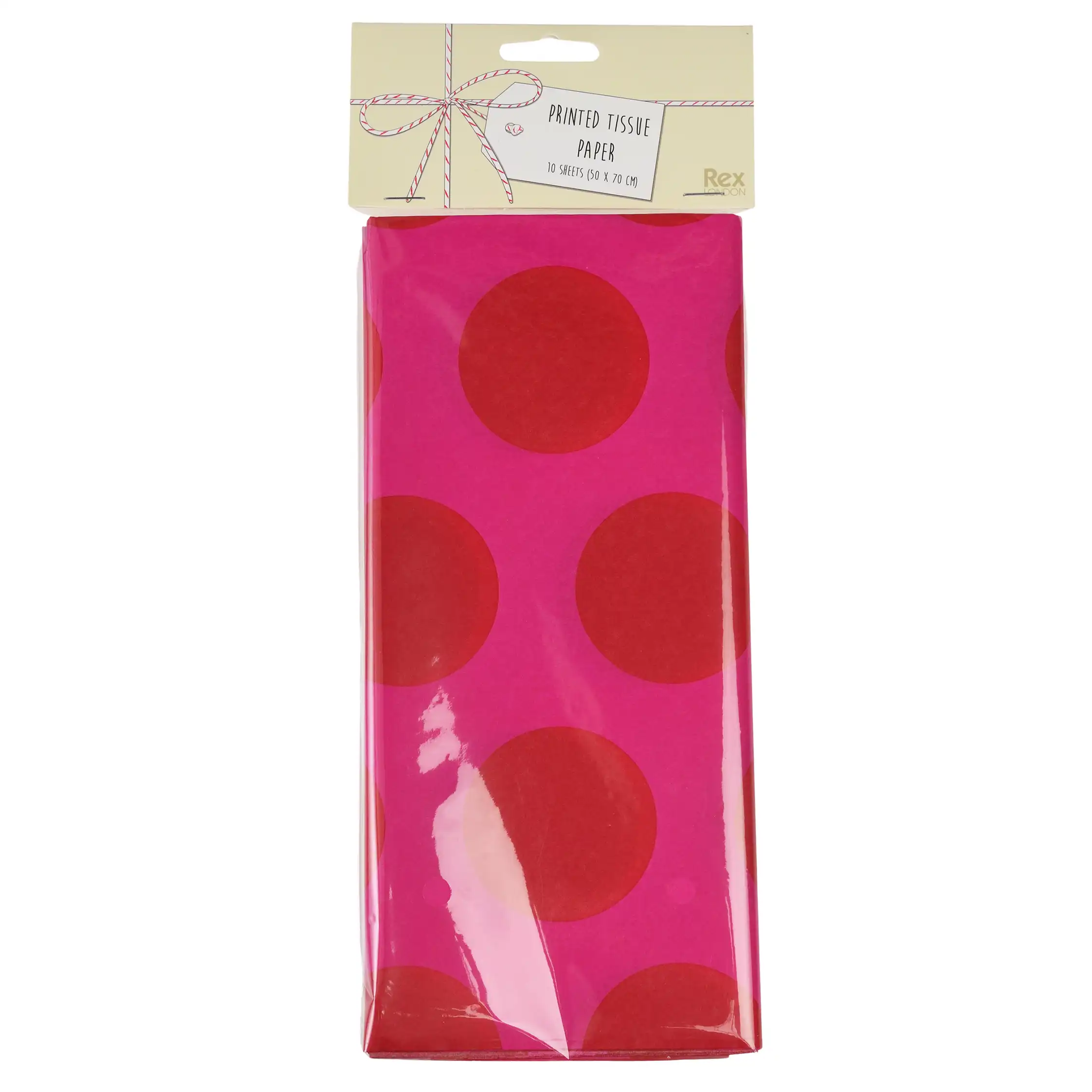 tissue paper (10 sheets) - red on pink spotlight