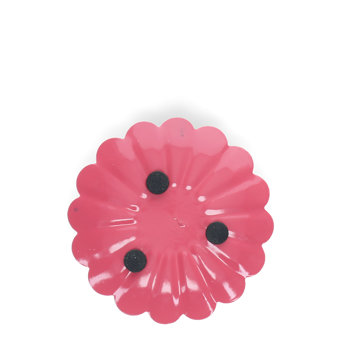 emaille-kerzenhalter mit flachem tropfschutz in blumenform - lebhaftem pink