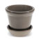 ceramic plant pot and saucer - grey