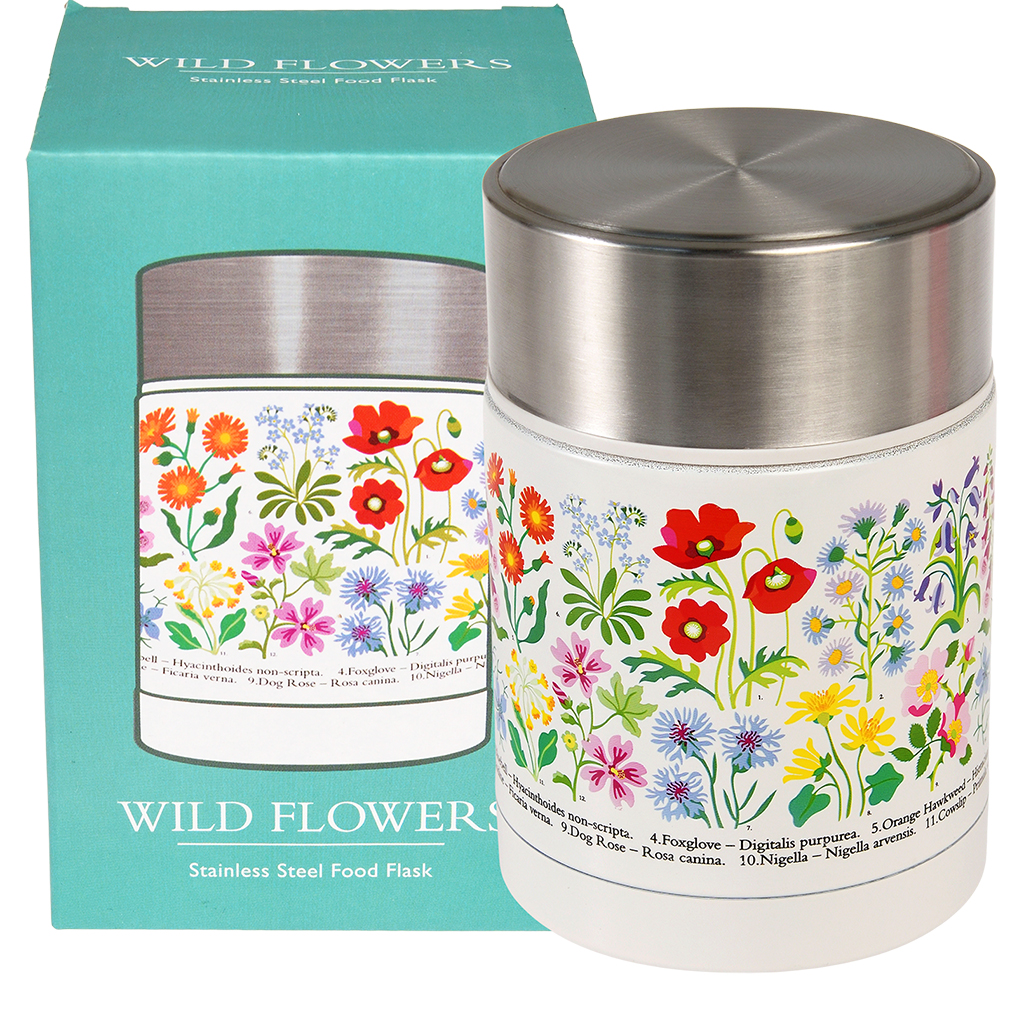stainless steel food flask - wild flowers