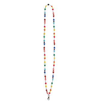 beaded phone chain - rainbow heart
